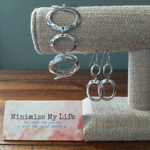 Lia Sophia Silver Bracelet and Dangle Earrings set